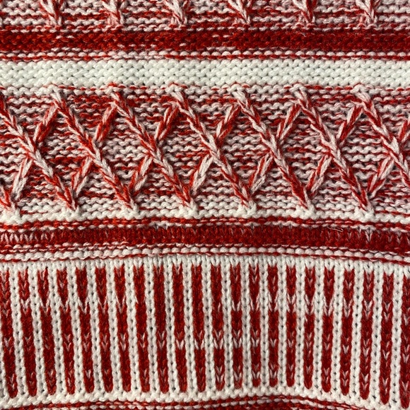 SHEIN Red/Rust and Cream Cropped Fringe Sweater - Picture 14 of 16